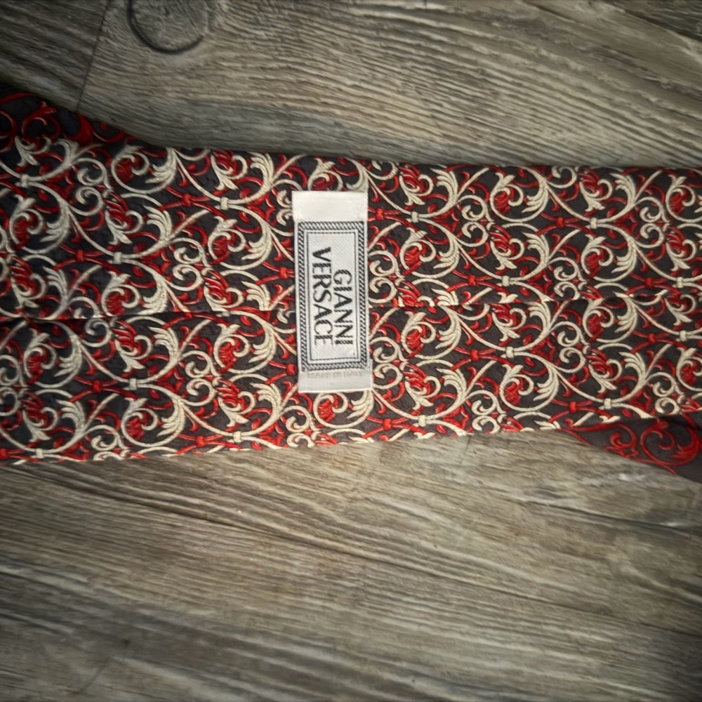 Versace Red and Cream Swirl Design Tie
